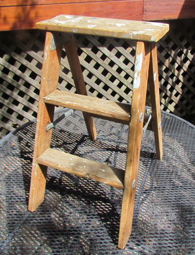 Vintage wooden step ladder - step,