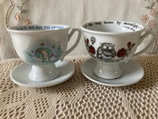 Two Hendrick's Gin cups & saucers, pre-owned, not used, good condition