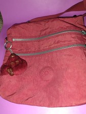 Kipling Small Red Crossbody Shoulder Bag With Monkey Keyring Very Good Condition