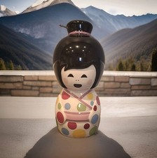 Salt & Pepper Ceramic Japanese Kokeshi Doll Geisha Girl Money Box Piggy Bank