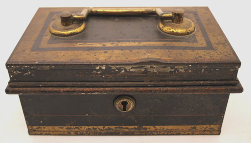 Vintage metal cash tin box - cash,