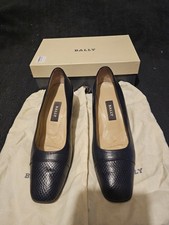 Bally Francesca Ladies Black Leather Court Shoes Size Uk6 Eur38.5 Boxed