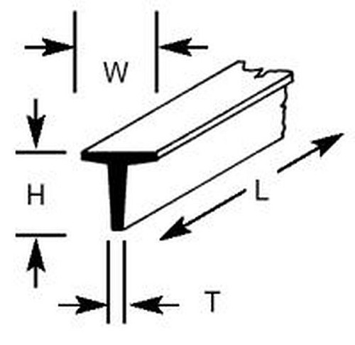 Plastruct styrene tee profile - tee,