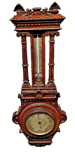 Antique wooden barometer wall - antique,