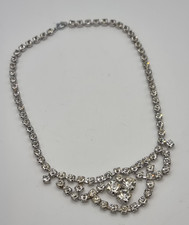 Vintage Rhinestone Garland Necklace Diamante Wedding Occasion Jewellery 15" Long