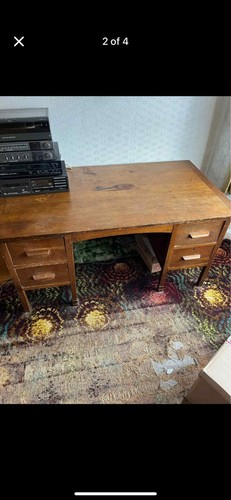 Wooden desk with drawers large - desk,