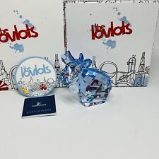 Swarovski Lovlots 2012 Belle Mo Cow Figurine Light Blue With Flowers 1041285 MIB