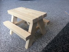 Handmade wooden picnic bench bird squirrel feeder table
