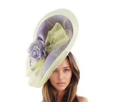 Lavender Yellow Saucer Disc Kentucky Derby Fascinator Hat Ascot Statement...
