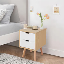 White Bedside Table 2 Drawers