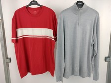 M&S 2Pcs Bundle Size L Red Striped T-Shirt Pure Merino Wool Grey Jumper NEW F2