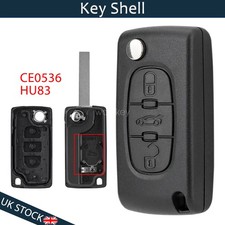 HU83 CE0536 Flip Key Fob Case 3 Button For Peugeot 207 307 Citroen Dispatch Van