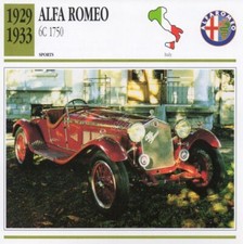 1929-1933 ALFA ROMEO 6C 1750 Sports Classic Car Photo/Info Maxi Card