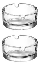 2 Round Glass Ashtray Stackable Clear Ash Tray Cigarette Smoking Home Pub Garden