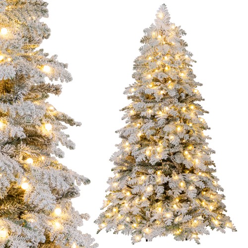 6ft pre lit snow - pre-lit, flocked
