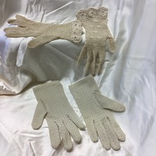 Vintage cotton lace gloves - cotton,