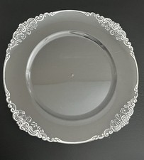 Baroque Style Charger Plates Clear Silver Plastic Wedding Decor