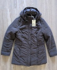 BNWT BHS Brown Quilted Padded Jacket Coat UK 16 Warm Winter Hood Soft Zip Popper