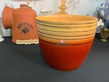 SCHEURICH Ceramic Planter Flowerpot Plant Pot Bamboo Brown Stripe Germany