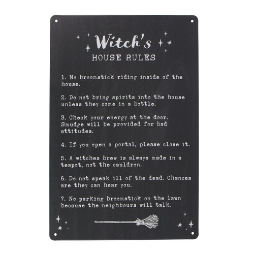 Witch house rules metal sign - witch's,