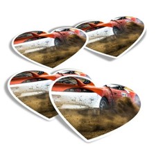 4x Heart Stickers - Car Racing