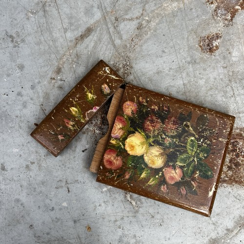 Vintage toleware floral - floral, wooden