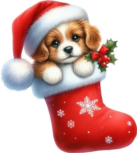 Christmas stocking dog wall - stocking,