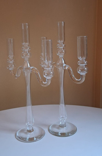 Glass candelabra - glass,