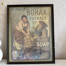 Vintage Framed Old Story Borax Extract of Soap Print Sign Frame Laundry Advert