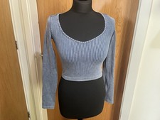 Zara Crop Top With Long Sleeves Size XS-S Blue Top In Very Good Condition