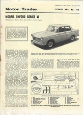 MORRIS OXFORD SERIES VI (Farina), Service Data No 416 from Motor Trader Aug 1963