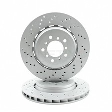 FOR BMW M3 E46 CSL FRONT LEFT RIGHT CROSS DRILLED BRAKE DISCS PAIR 345mm X 28mm