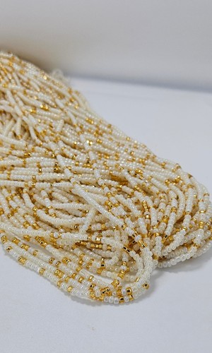 Cream mix waist beads - cream, tie