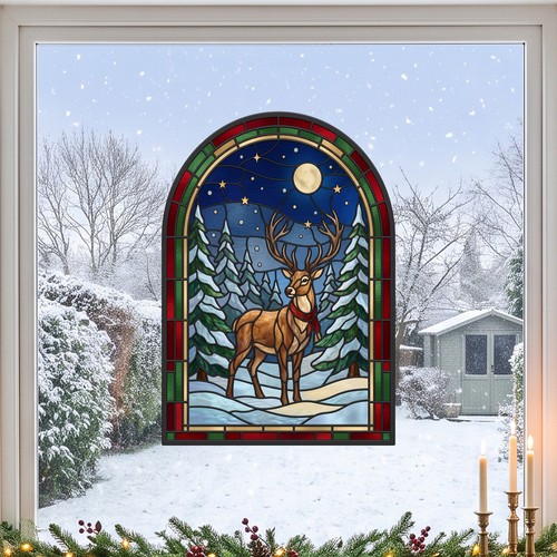 Reindeer snowy forest arch - reindeer,