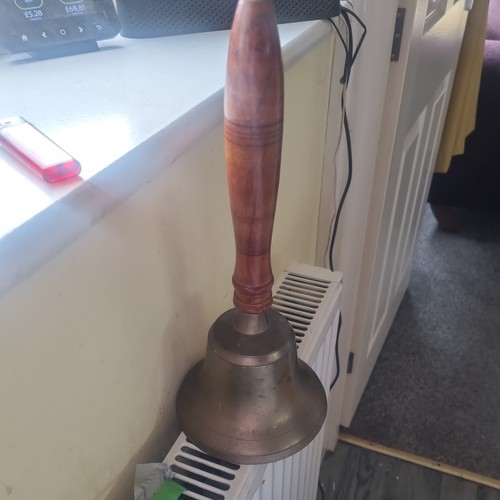 Large brass bell with wooden - large,