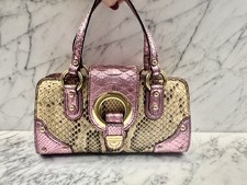 Dolce & Gabbana Python / Snake Leather Cream Handbag, Metallic Pink Accents