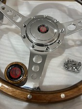 Austin Healey Sprite Wood 14” Steering Wheel & Polished  All Alloy Boss + G/knob