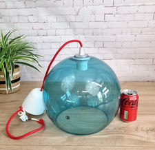 IKEA Blue Jakobsbyn Glass Sphere Pendant Handmade Retro Modern Ceiling Light