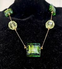 Vintage-Inspired Emerald Green & Crystal Clear Glass Bead Necklace