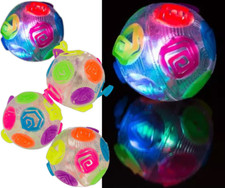 Bouncy Crazy Flashing Rainbow Ball Fun Kids LED Catch Throw Stocking Filler Gift