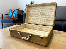 OLIVER BONAS - Stunning Gold Vintage Style Distressed Wooden Suitcase - Storage