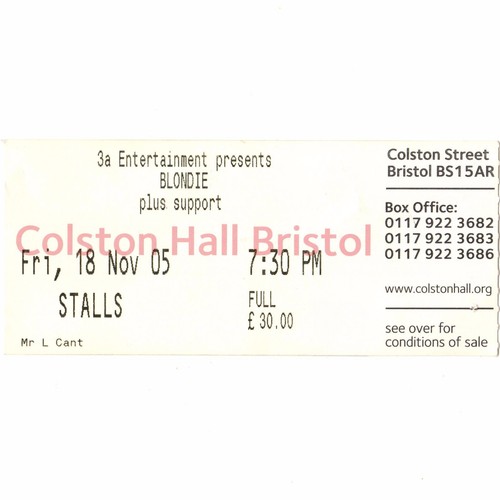 Blondie concert ticket - ticket, stub