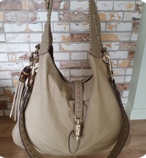 Gucci beige leather bamboo