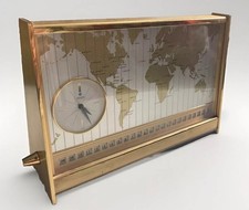 Vintage Chrysler World Time Zone Brass Cabinet Table Clock For RESTORATION SWISS