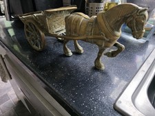 Vintage Brass Horse and Cart Figurine Collectible Ornament