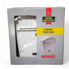 Burg-Wachter MB01 White Wall Mounted Lockable Steel Post Box 36x37x13cm