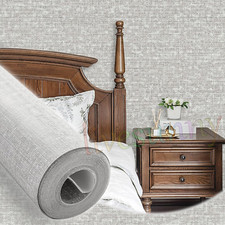 Plain Grey Textured Wallpaper Thick Embossed Woven Linen 3D Effect Wall Paper UK