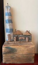 Homemade DriftWood Lighthouse and Cottages Coastal Art