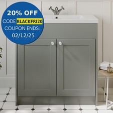 800mm Bathroom Vanity Unit Basin Sink Storage Cabinet Furniture Grey Traditional
