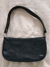 BLACK FAUX LEATHER. MOCK CROC SMALL HANDBAG BY H&M. New No Tags Never Used